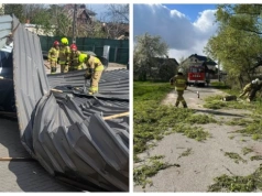 Dach zerwany, drzewa na drogach. Strażacy usuwali skutki silnego wiatru