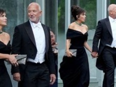 Wydekoltowana Lauren Sanchez i elegancki Jeff Bezos lansują się na balu u Donalda Trumpa (ZDJĘCIA)