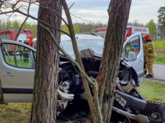Auto nagle uderzyło w drzewo. W środku dziadkowie i wnuki