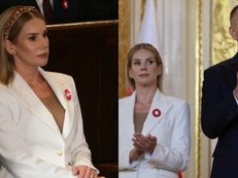 Marta Nawrocka w białym garniturze i bogato zdobioną opaską świętuje 3 maja  (ZDJĘCIA)