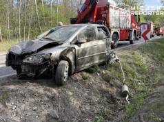 Pijany kierowca Ukrainy dachował podczas ucieczki z miejsca kolizji