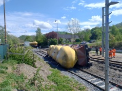 Wykolejenie wagonu towarowego w Štramberku