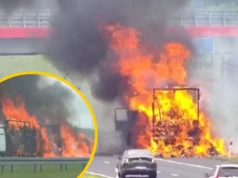 Pożar ciężarówki z makulaturą. Autostrada jest zablokowana