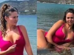 Maja Rutkowski wyłania się z wody w kostiumie kąpielowym. "Jak syrena" (FOTO)