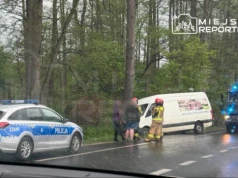 Kierujący busem wjechał w drzewo na DW631. Pasażer trafił do szpitala