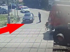 Chwile grozy na przejeździe kolejowym