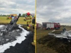 Groźny wypadek lotniczy na Mazowszu. Wiatrakowiec runął i spłonął