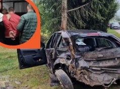 Rozbił auto na drzewie podczas pościgu. Uderzył policjantów i dziecko, nękał inne osoby