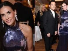 Posągowa Demi Moore olśniewa w fioletowej sukni na gali w Cannes. Ikona? (ZDJĘCIA)