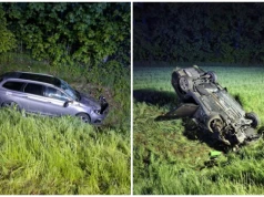 ​Nocny wypadek pod Łażanami. Auta poza drogą, jedna osoba ranna
