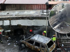 Piekło w sercu metropolii. Autobus stanął w płomieniach po zderzeniu z pociągiem. Są zabici i ranni