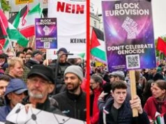 "Nie świętujmy LUDOBÓJSTWA". Ulicami Wiednia przeszedł propalestyński PROTEST przed finałem Eurowizji 2026