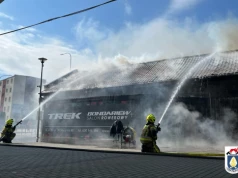 Pożar budynku handlowego w Pelplinie