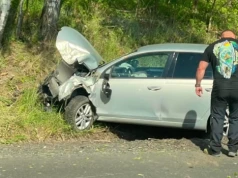 Samochód wypadł z drogi i uderzył w drzewo. Utrudnienia w ruchu