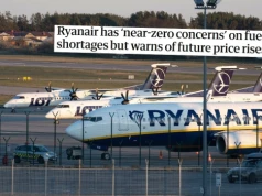 Ryanair uspokaja, że nie będzie się zmagał z niedoborem paliwa, ale ostrzega o wyższych cenach