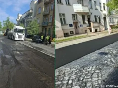 Kolejny etap prac na ul. Mickiewicza. Drogowcy kładą już nowy asfalt