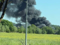Pożar składowiska odpadów w Radowie Małym