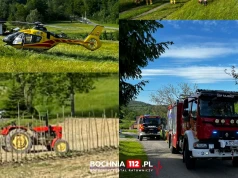 Mężczyzna został przejechany przez traktor. Na miejscu lądował helikopter LPR
