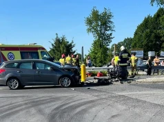 Poważny wypadek na DK45. Reanimowanego motocyklistę zabrał śmigłowiec LPR