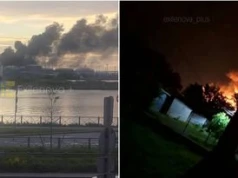 Atak dronów na Petersburg. Eksplozje i chmura dymu nad miastem