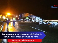 S19 zablokowana po zderzeniu ciężarówek. Utrudnienia mogą potrwać do rana