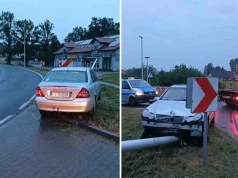 Droszków. Mercedes uderzył w latarnię, kierowca i pasażer uciekli
