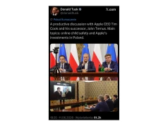 Donald Tusk rozmawiał z Timem Cookiem. Wśród tematów inwestycje Apple w Polsce, bezpieczeństwo dzieci i polska Siri