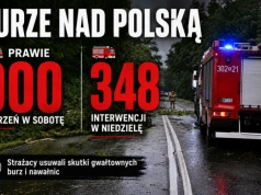 Straż pożarna: w sobotę w prawie 900 zdarzeń spowodowanych przez burze, w niedzielę 348