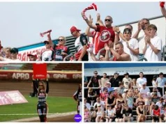 Kibice na meczu Abramczyk Polonia Bydgoszcz - INNPRO ROW Rybnik. Zdjęcia z trybun i podprowadzające