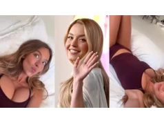 Strojąca minki Sydney Sweeney i jej opięty biust wyginają się na wyrku. Fajny sposób na promocję? (FOTO)