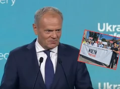 Zełenski nie przyjechał, ale w Gdańsku protesty od rana. Przynieśli nawet transparent. „Stop banderyzacji”