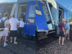 Pod Piłą zderzyły się dwa pociągi. Pasażerowie nagrali, jak wyglądał skład po zdarzeniu