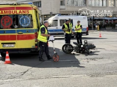 Wypadek na Placu Unii Lubelskiej. Motocyklista trafił do szpitala