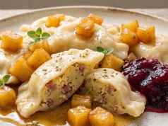 Oscypkowe pierogi w słodkim anturażu. Przepis Mateusza Gesslera