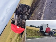 Tragiczny wypadek na DK16. Zderzenie osobówki z ciężarówką, nie żyje jedna osoba