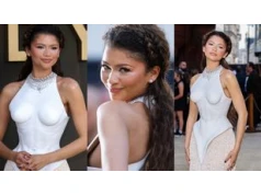 Zendaya niczym GRECKA RZEŹBA w sukni prosto z wybiegu paraduje na premierze "Odysei" (ZDJĘCIA)