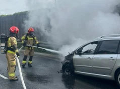 Pożar samochodu osobowego na Trasie Bursztynowej