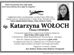 Nie żyje Katarzyna Wołoch. Uroczystości pogrzebowe odbędą się dziś w Zawadzie