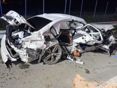 Łaszczówka: Śmiertelny wypadek. BMW roztrzaskane o barierki. Nie żyje 35-latek