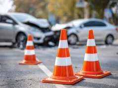 Częstochowa. Zdarzenie na DK91 przy zjeździe na Stare Miasto. Samochód ma zmiażdżony przód