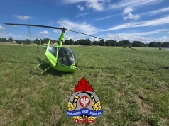 Śmigłowiec zerwał linię wysokiego napięcia w Trzebiatowie. Pilot musiał awaryjnie lądować