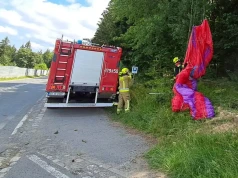 Wypadek paralotniarza. Poszkodowany przeżył. Trafił do szpitala