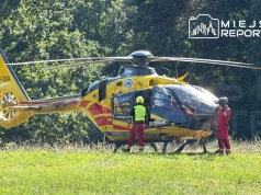 Lądowanie śmigłowca LPR do osoby poszkodowanej na Białołęce