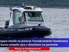 Przerażające chwile na Jeziorze Tarnobrzeskim! Gwałtowna burza uwięziła ojca z dzieckiem na pontonie.