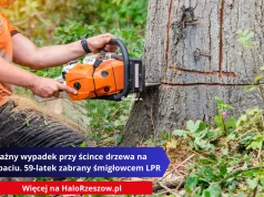Poważny wypadek przy ścince drzewa na Podkarpaciu. 59-latek zabrany śmigłowcem LPR