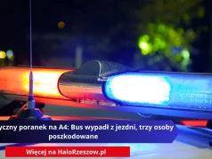 Dramatyczny poranek na A4: Bus wypadł z jezdni, trzy osoby poszkodowane