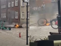 W Gdańsku zapalił się rower elektryczny. Bateria strzelała jak dobre fajerwerki w sylwestra