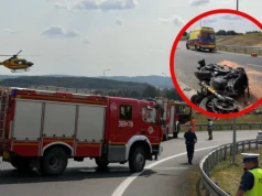 Ciężko ranny motocyklista zabrany przez śmigłowiec LPR. Groźny wypadek na łącznicy A4 i S3