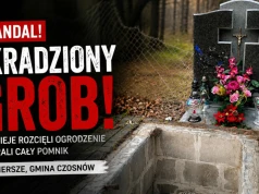 Zuchwała kradzież na cmentarzu we Wierszach. Złodzieje ukradli niemal cały pomnik