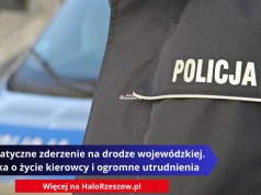Dramatyczne zderzenie na drodze wojewódzkiej. Walka o życie kierowcy i ogromne utrudnienia